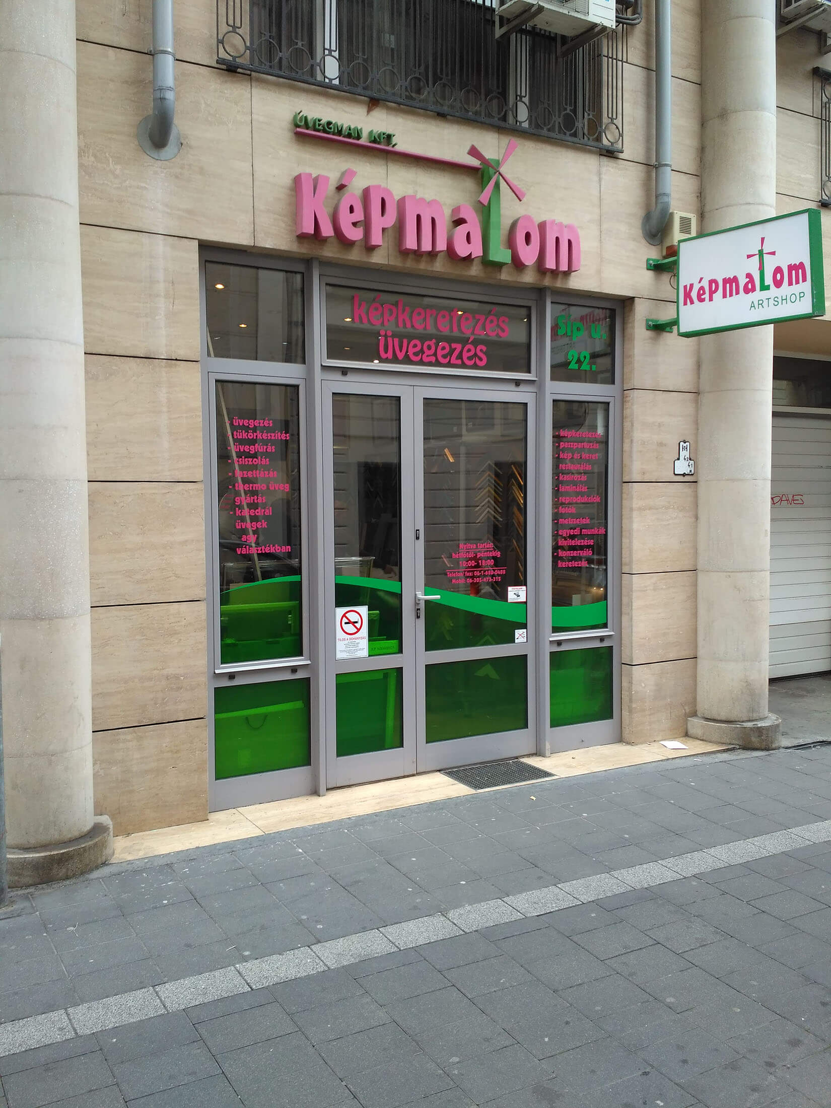 Képmalom üzlet bejárata - Síp utca